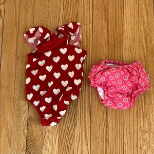 Baby Gap Infant girl swimsuit & IPlay diaper